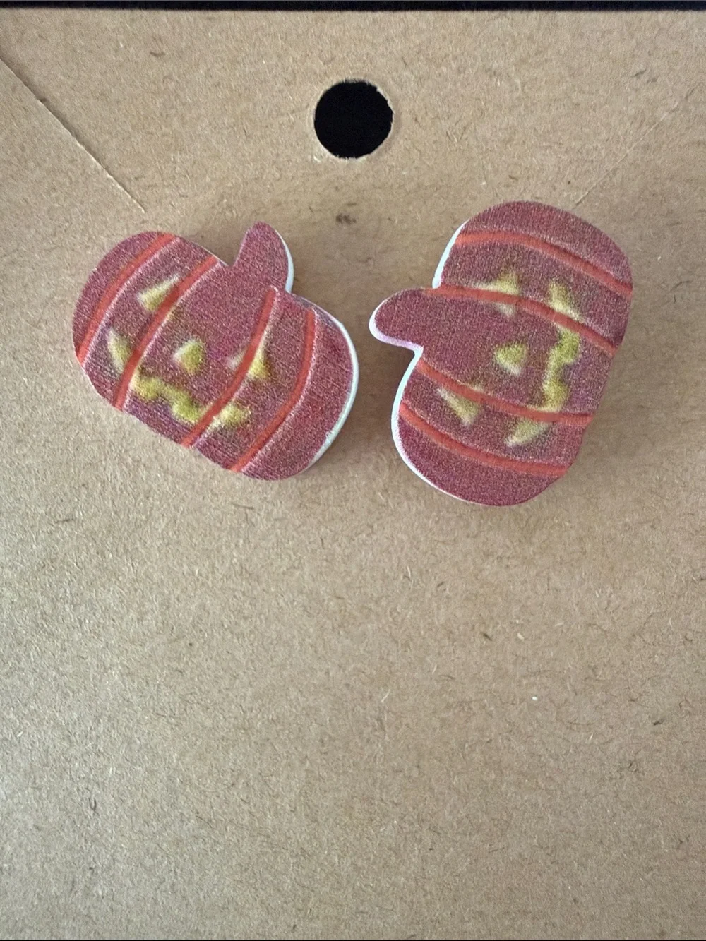 Source Unknown Pink Leopard Print & Orange Pumpkin Kids Stud Earrings - Picture 3 of 4